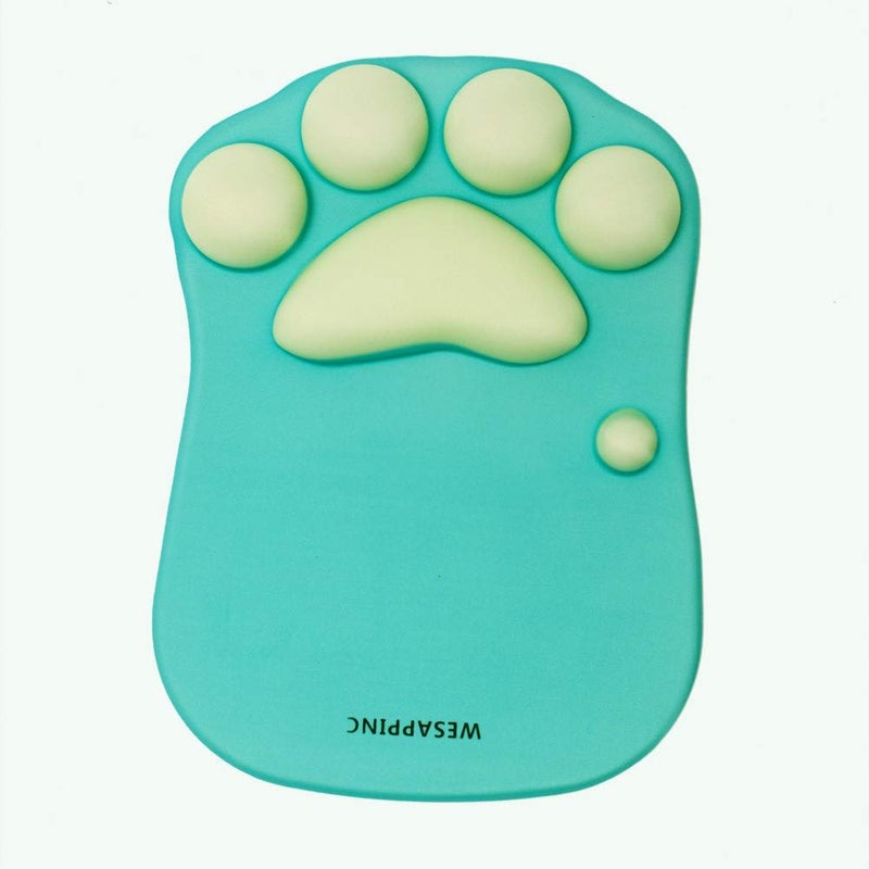 WESAPPINC Cat Paw Mouse Pad with Wrist Support Soft Silicone Wrist Rests Non Slip Ergonomic Mousepad for Office Computer Gaming Desk Decor (10.7x7.8x0.9'') (Green) - Image 1